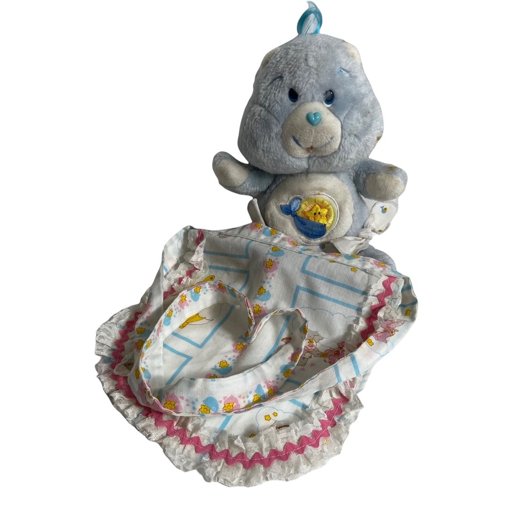 Kenner 1983 Baby Tugs Bear and Handmade Care Bear Kids Apron Set Vintage